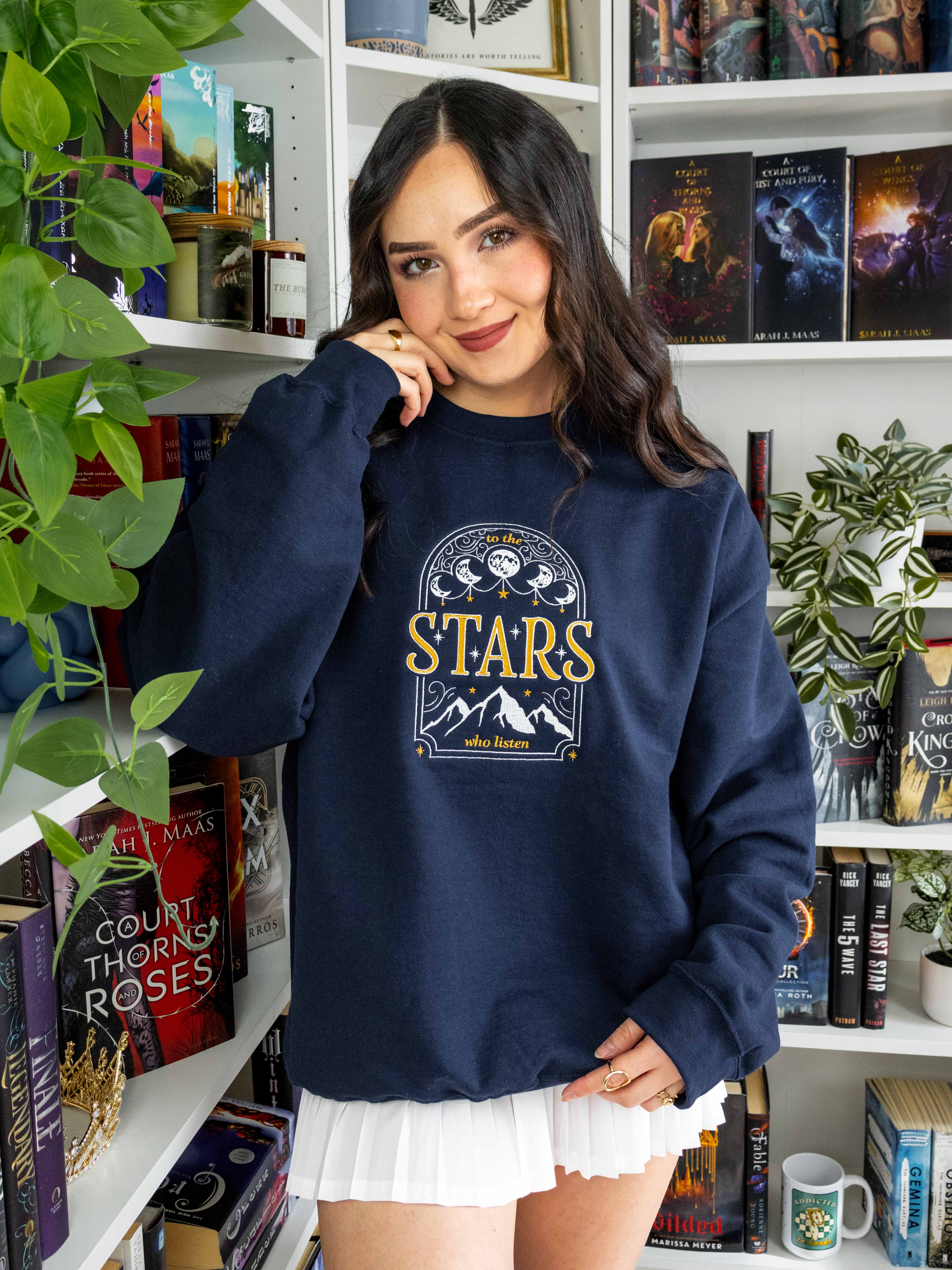To the Stars Who Listen Sweatshirt, Sarah J. Maas Licensed ACOTAR Merch embroidered