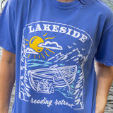 Bookish summer tee shirt, comfort colors, lakeside reading retreat, gift for book lovers