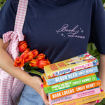 book lover tee shirt book stack navy reader aesthetic merch, bookish gifts