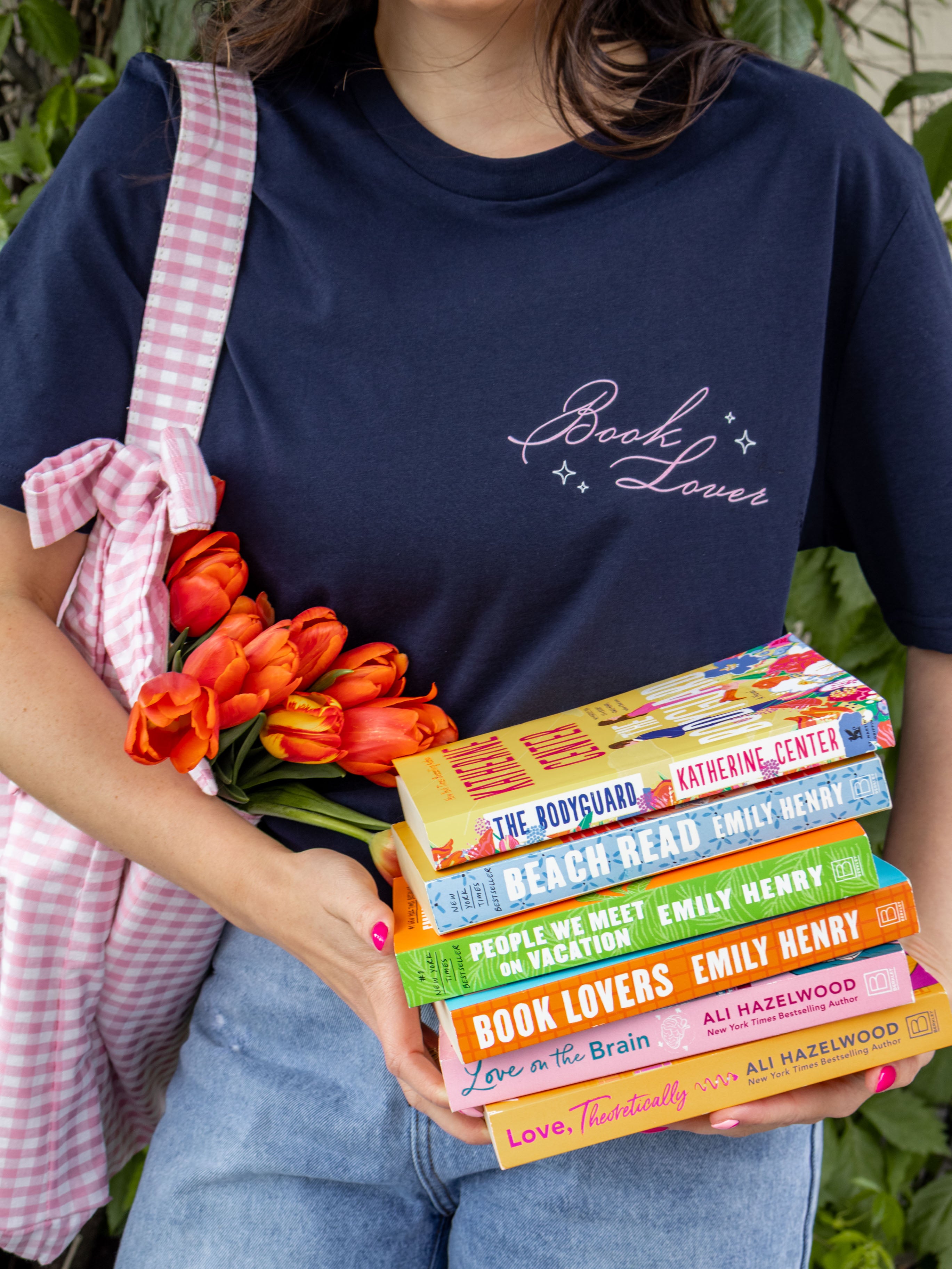 book lover tee shirt book stack navy reader aesthetic merch, bookish gifts