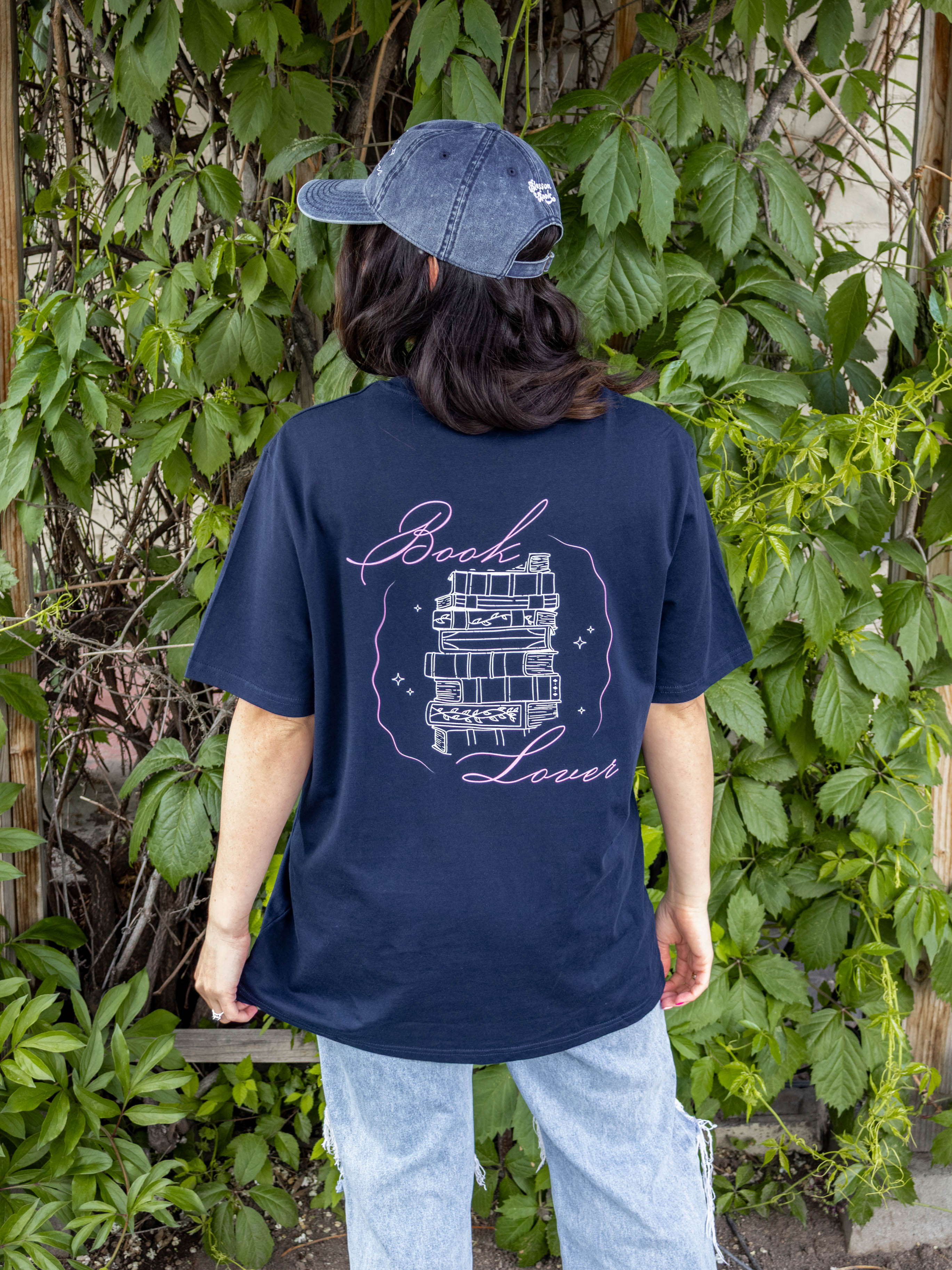 book lover tee shirt book stack navy reader aesthetic merch, bookish gifts