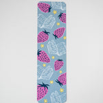 bookmark, blue and pink with strawberries