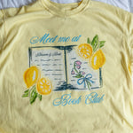 Bookish summer tee shirt, comfort colors, Meet me at book club, gift for book lovers, book merch, lemons