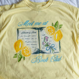 Bookish summer tee shirt, comfort colors, Meet me at book club, gift for book lovers, book merch, lemons