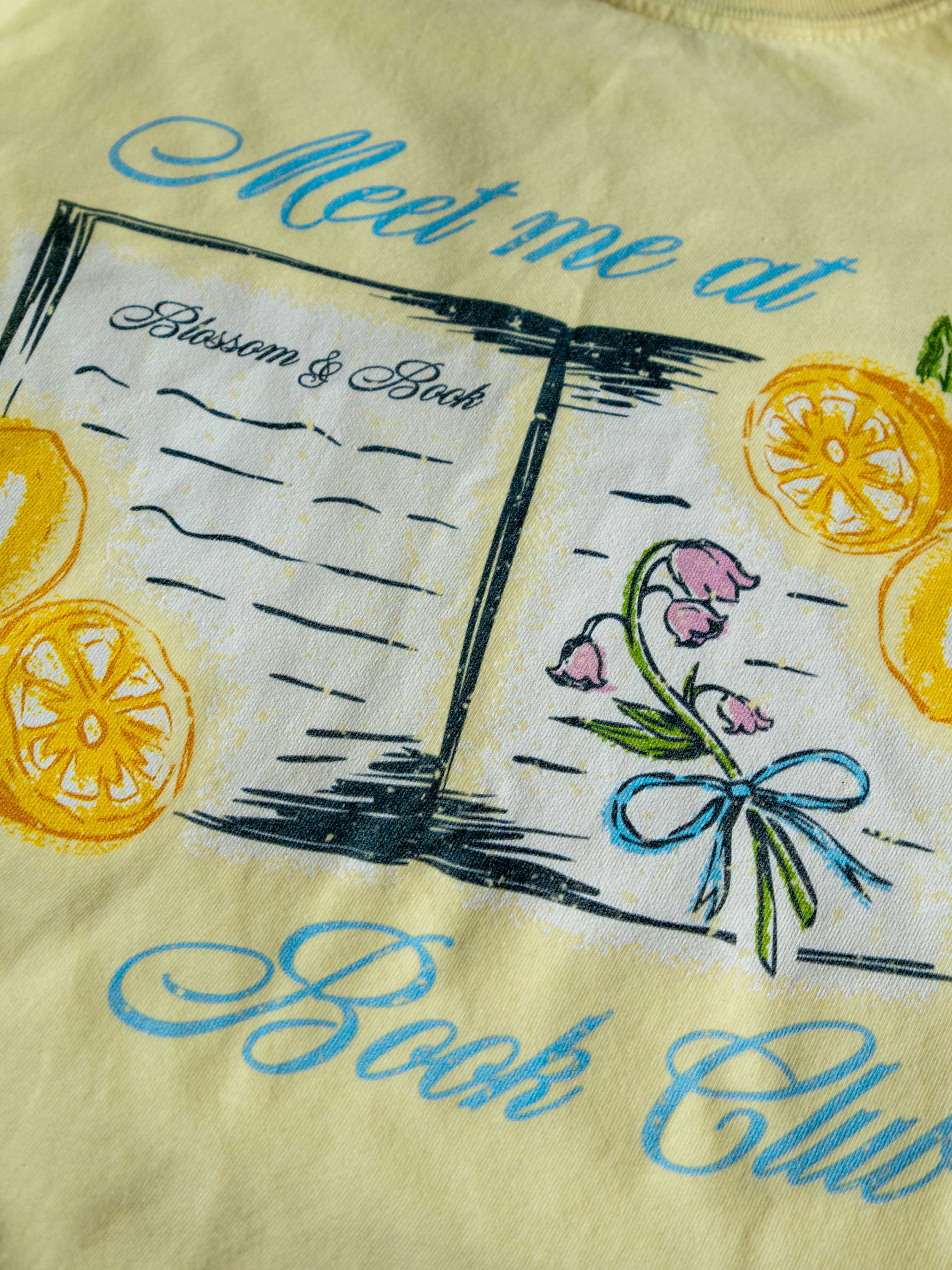 Bookish summer tee shirt, comfort colors, Meet me at book club, gift for book lovers, book merch, lemons