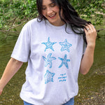 Bookish summer tee shirt, heather, may all your books be five stars, gift for book lovers, book merch, star fish