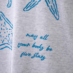 Bookish summer tee shirt, heather, may all your books be five stars, gift for book lovers, book merch, star fish