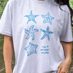 Bookish summer tee shirt, heather, may all your books be five stars, gift for book lovers, book merch, star fish