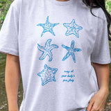 Bookish summer tee shirt, heather, may all your books be five stars, gift for book lovers, book merch, star fish