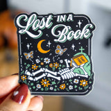 Lost in a Book Skeleton Sticker