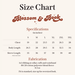 Size chart for sweatshirt